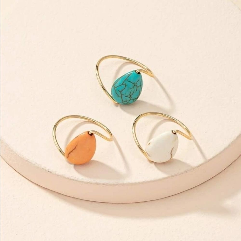 Turquoise TEXTURE 3PC RING SET - Picture 3 of 9